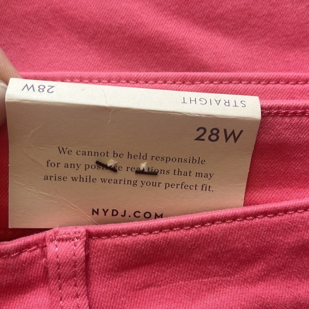 NYDJ PLUS Marilyn Straight Ankle Denim Jeans Pink Punch Lift N Tuck, Women’s 28W - Picture 4 of 6